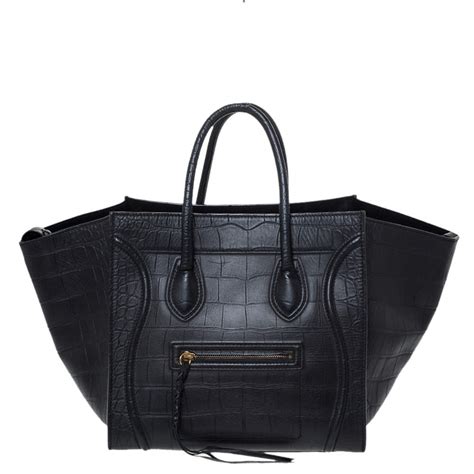 Celine Phantom Luggage Black Croc